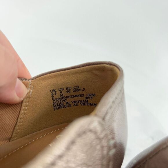 Clarks Helina Amo Women Mary Jane Shoe Size 9 Pewter Leather Loafer Flat Slip On - Picture 8 of 9